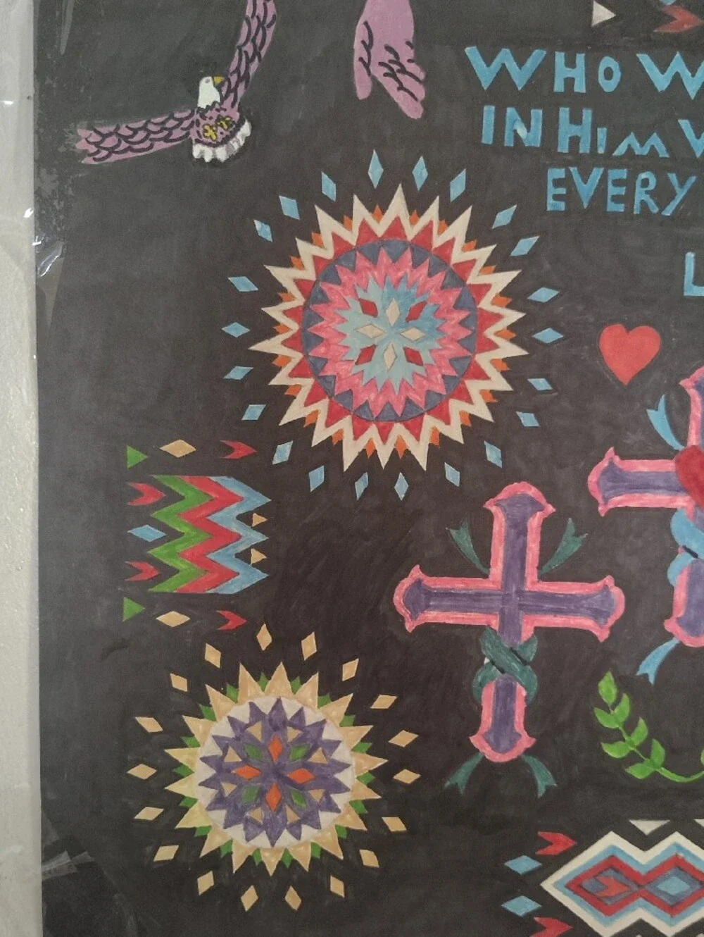 Faith-Inspired Wall Art with Pink & Blue Cross Motif